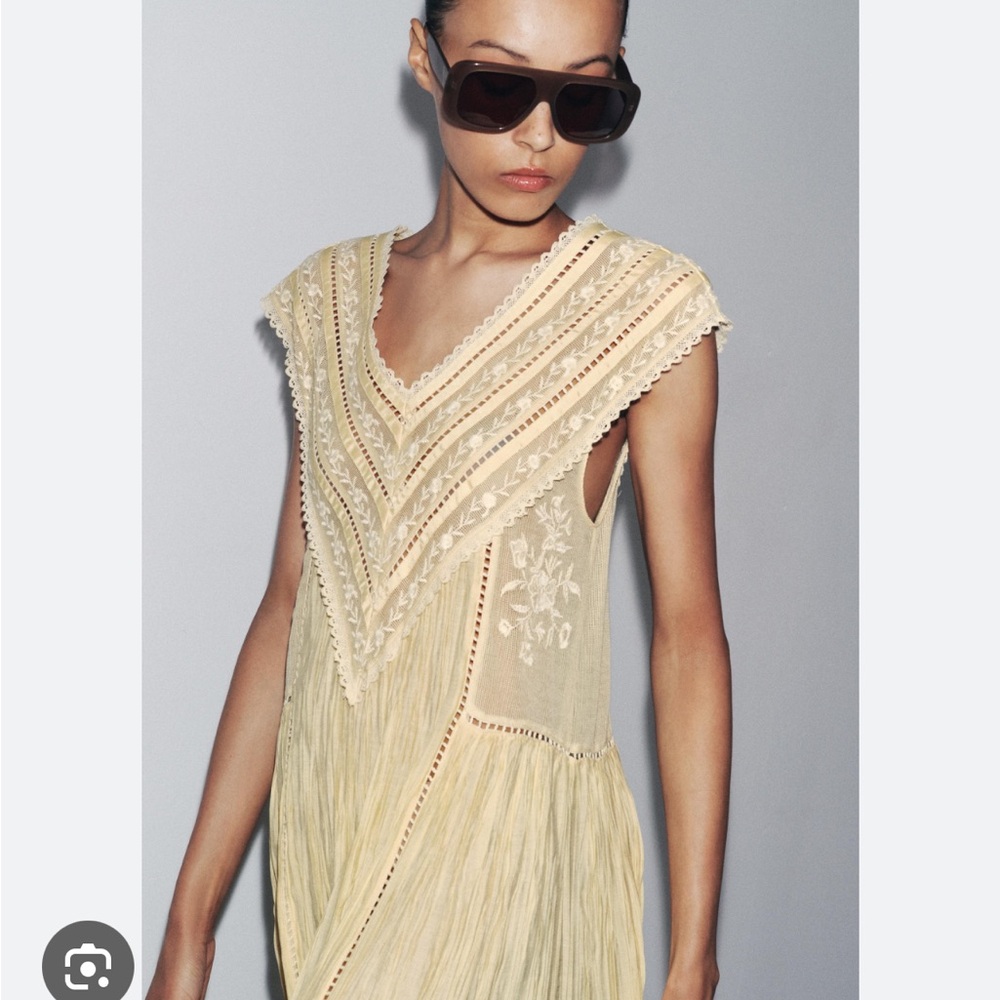 Zara Cream Fringe Midi Dress - Picture 5 of 11